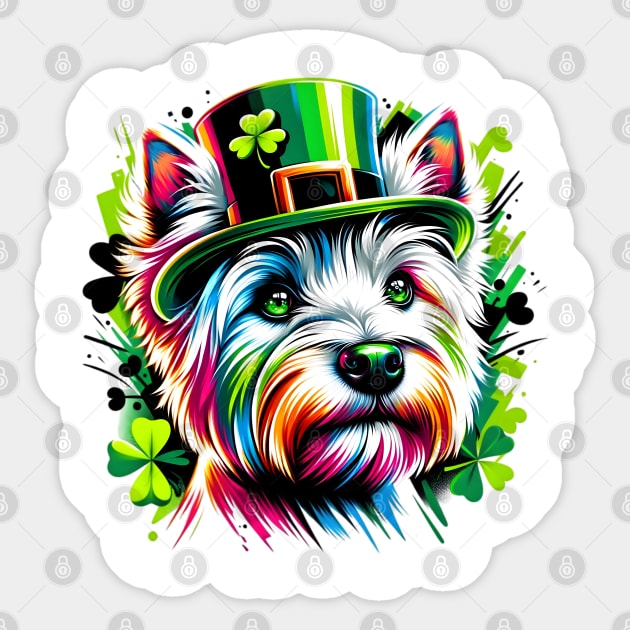 West Highland White Terrier Celebrates St Patrick's Day Sticker by ArtRUs
